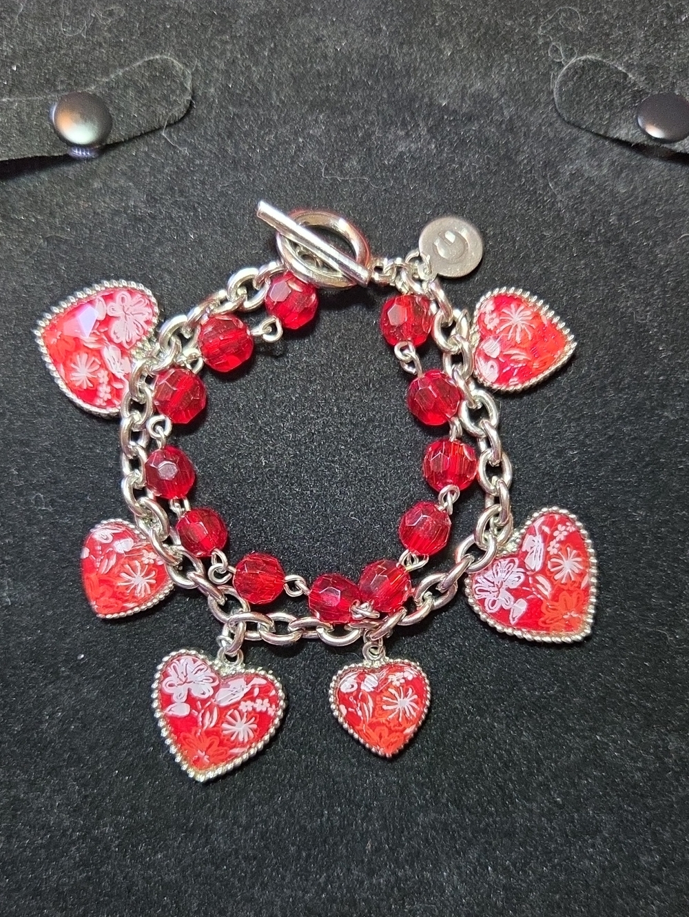 Vintage Red Heart Charm Bracelet by Guess